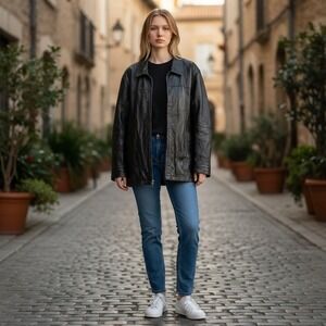 Covington Genuine Leather Motorcycle Jacket Black XL